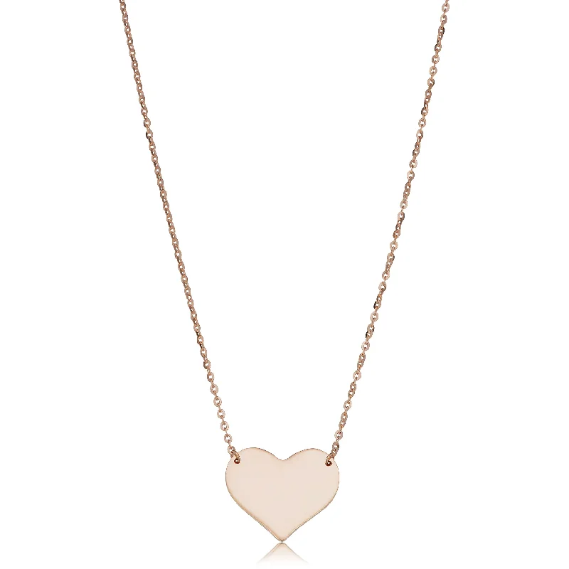 10k Rose Gold High Polish Heart Necklace (18 inch)