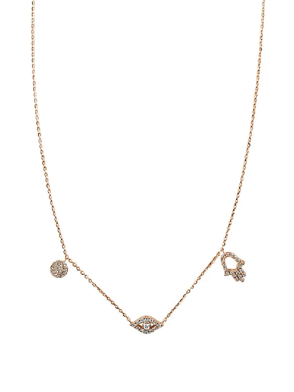 14k Gold & Diamond Evil Eye Necklace