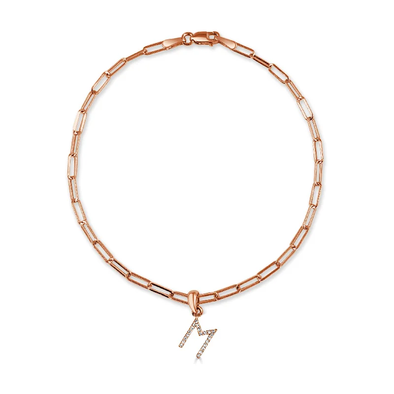 Premium Jewelry At Promotional Prices – Shine Today 14k Rose Gold & Diamond Initial Link Bracelet Premium Jewelry At Promotional Prices – Shine Today 14k Rose Gold & Diamond Initial Link Bracelet