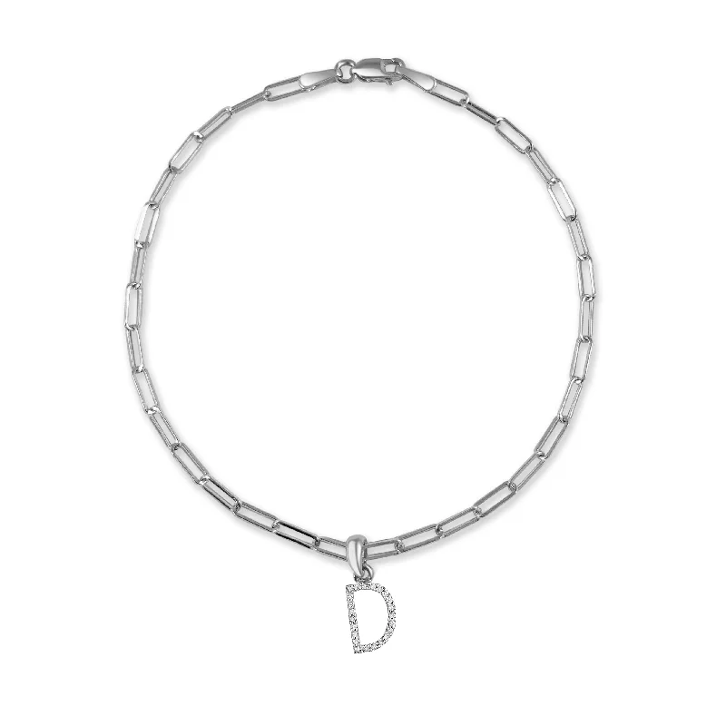 Premium Diamond Jewelry For Unforgettable Moments 14k White Gold & Diamond Initial Link Bracelet Premium Diamond Jewelry For Unforgettable Moments 14k White Gold & Diamond Initial Link Bracelet