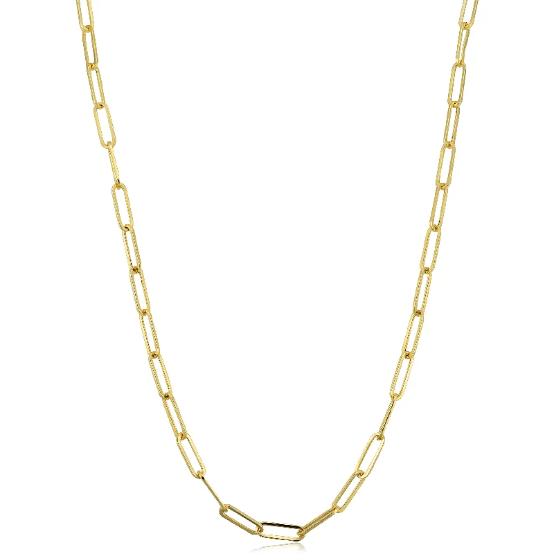 14k Yellow Gold 3mm Polished Paperclip Chain Necklace (18 inch)