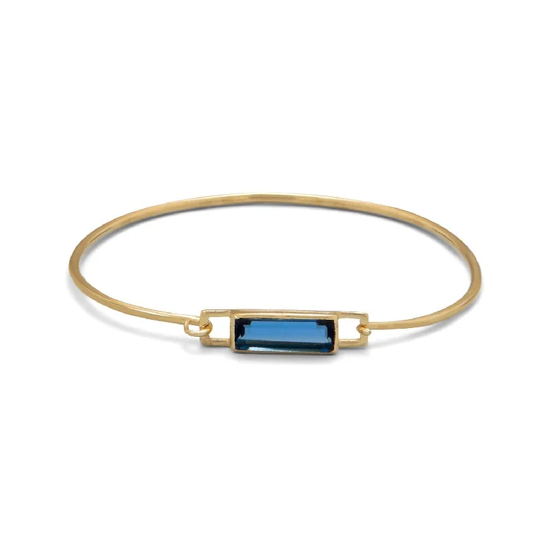 Premium Jewelry Now Available At Special Discounts 18k Gold Blue Quartz Emerald Cut Bangle