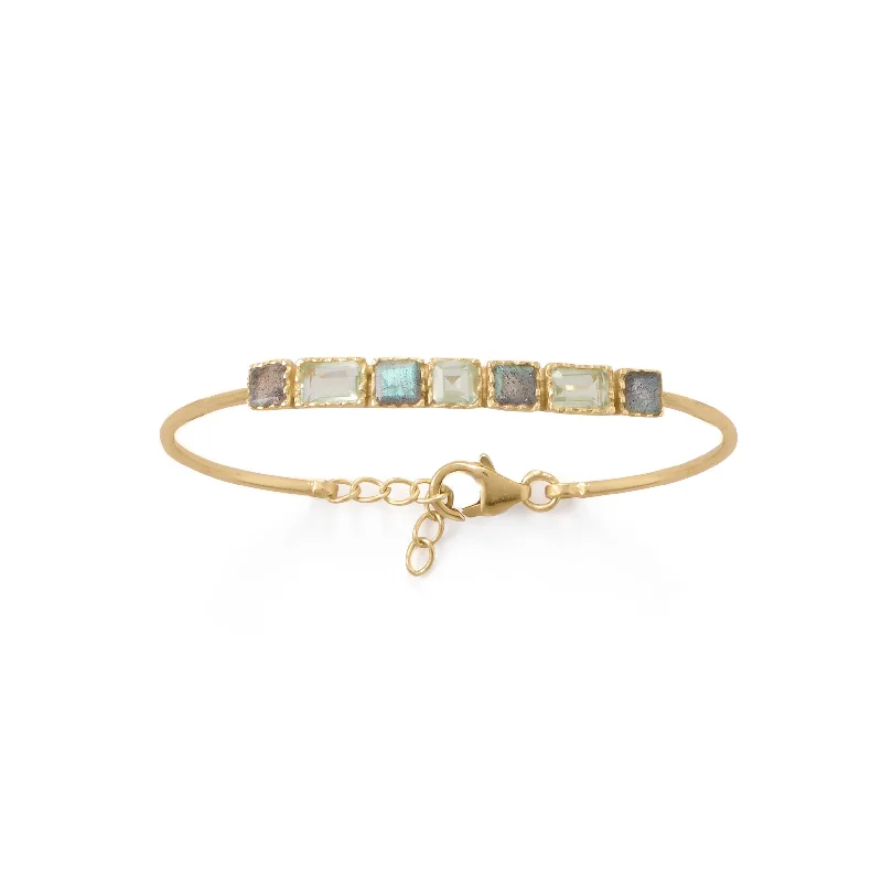 Fashion-Forward Jewelry At Incredible Prices 18k Gold Labradorite Multi Emerald Cut Bangle