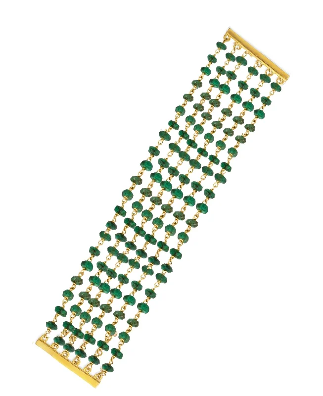 Affordable Luxury Jewelry For Every Occasion 18k Gold Multi Strand Emerald Statement Bracelet