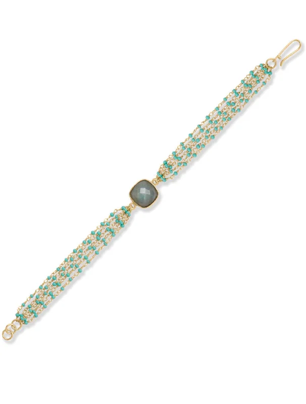 Limited-Stock Jewelry Sale – Once It's Gone, It's Gone 18k Gold Multi Turquoise & Labradorite Multi Gemstone Bracelet