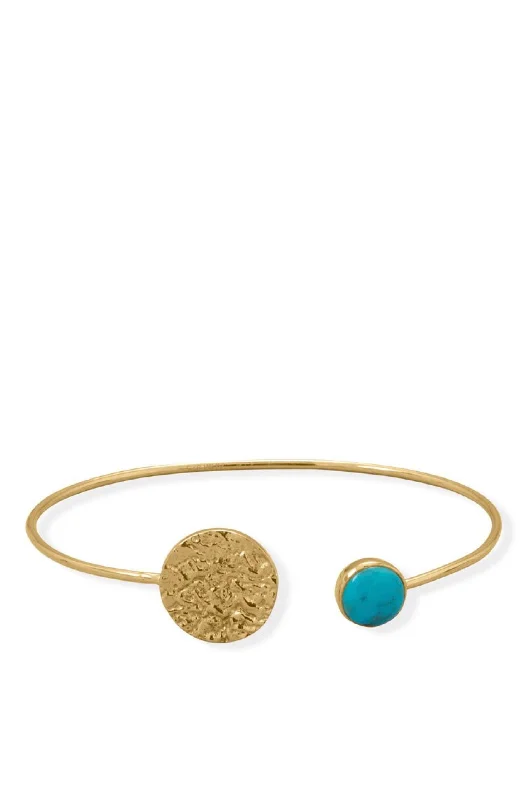 Luxury Meets Affordability – Jewelry Sale Now Live 18k Gold Turquoise Disc Cuff Bangle