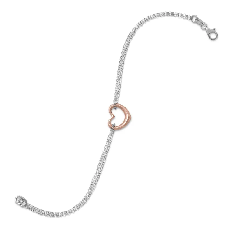 Seasonal Jewelry Deals – Elevate Your Style 18k Rose Gold Plated & Sterling Silver Heart Bracelet