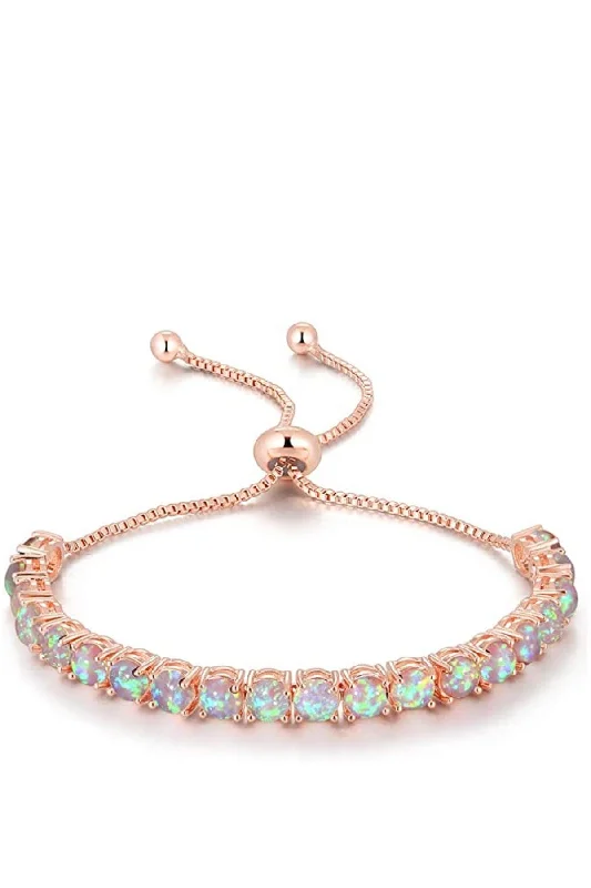 Stunning Jewelry At A Fraction Of The Price 18k Rose Gold White Opal Adjustable Bracelet