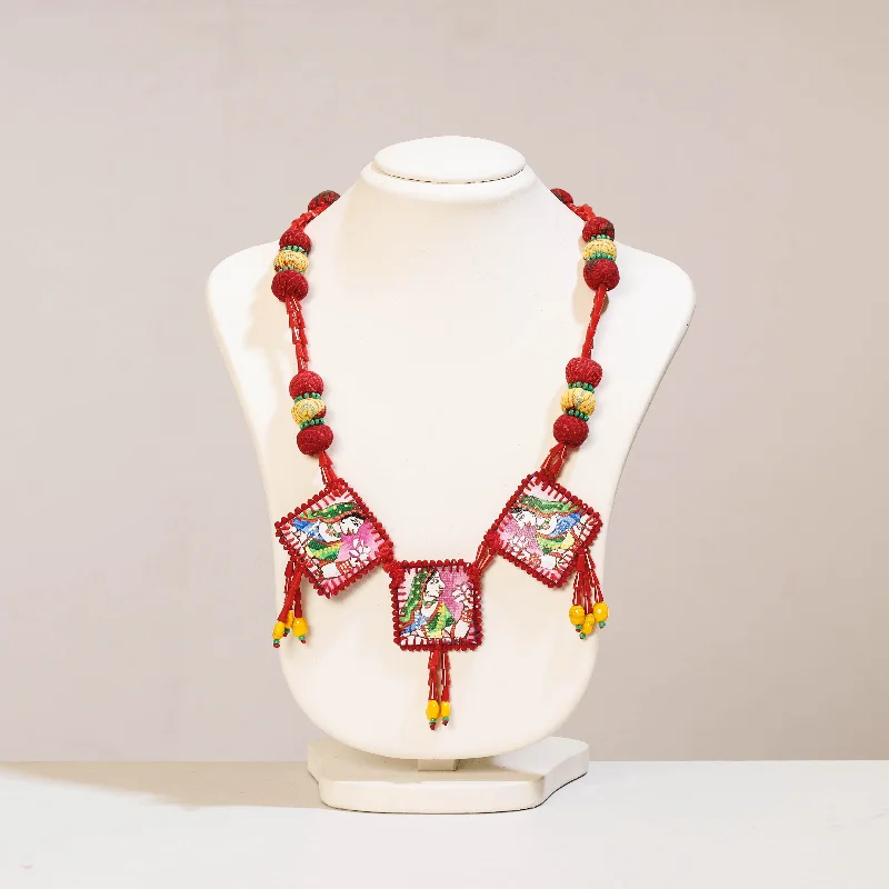 Celebrate With Sparkle – Jewelry Sale Now Live Handpainted Begum Fabart Necklace with Beadwork by Rangila Dhaga Celebrate With Sparkle – Jewelry Sale Now Live Handpainted Begum Fabart Necklace with Beadwork by Rangila Dhaga
