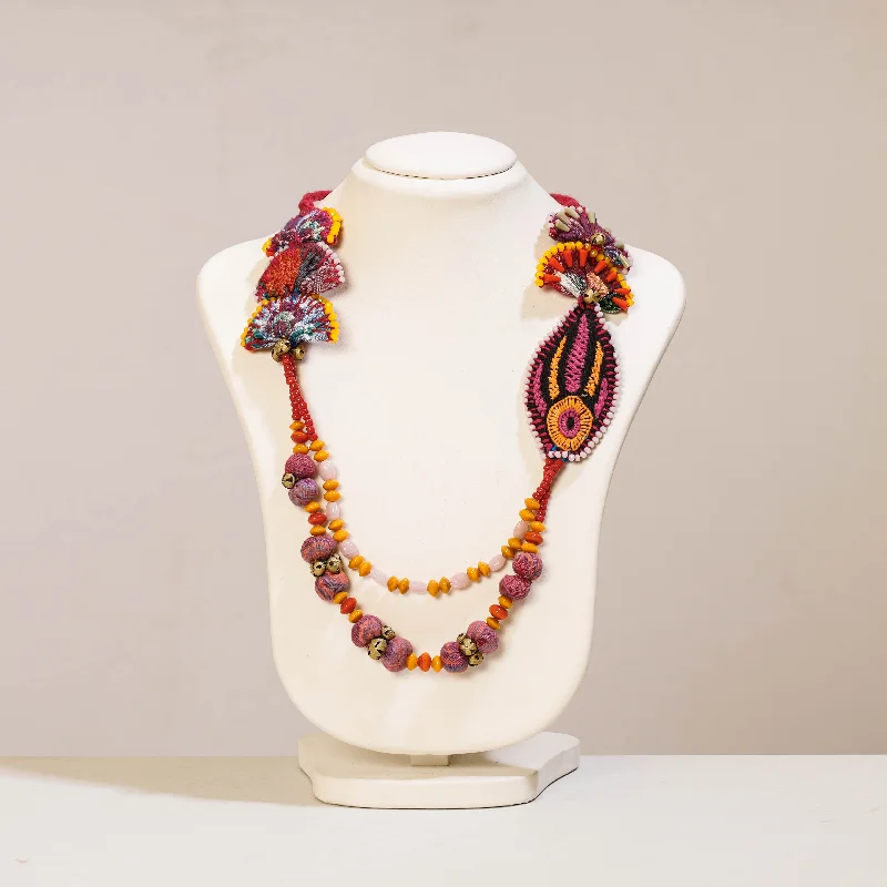 Breathtaking Jewelry, Breathtaking Prices Hand Embroidered Fabart Necklace with Beadwork by Rangila Dhaga Breathtaking Jewelry, Breathtaking Prices Hand Embroidered Fabart Necklace with Beadwork by Rangila Dhaga