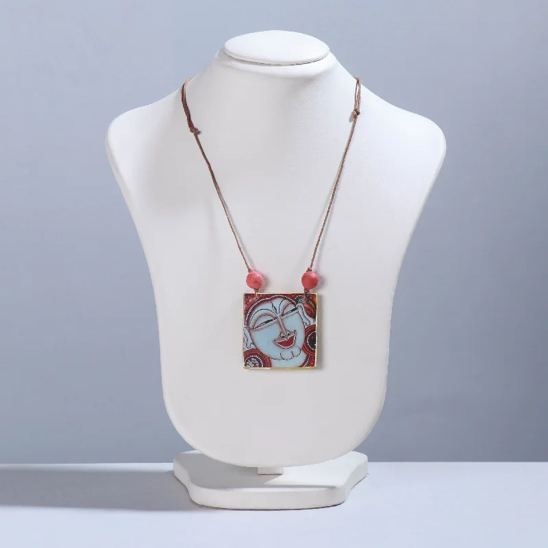 Handpainted Kerala Mural MDF Wood Necklace