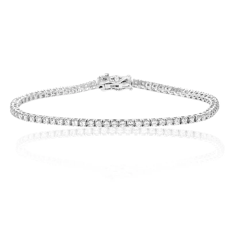 Affordable Luxury Jewelry For Every Occasion 3 cttw SI2-I1 Princess Diamond Tennis Bracelet 14K White Gold 7 Inches Square