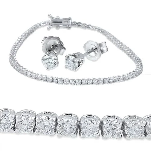 Fine Jewelry, Limited-Time Offers Available 3ct Diamond Studs & Tennis Bracelet Set 14K White Gold Fine Jewelry, Limited-Time Offers Available 3ct Diamond Studs & Tennis Bracelet Set 14K White Gold