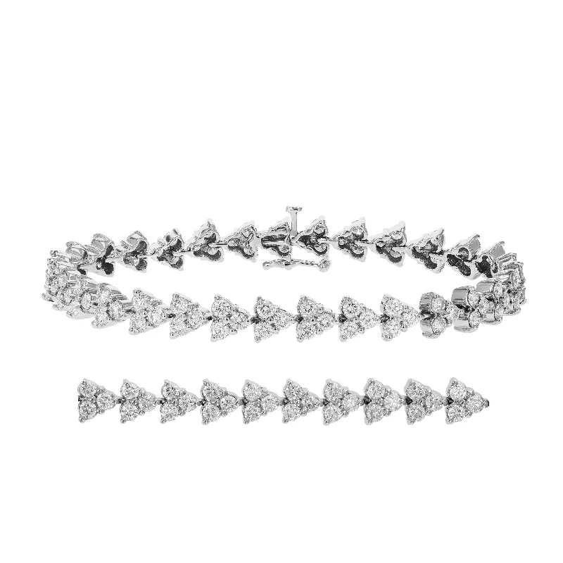 Exclusive Jewelry Sale – Shine For Less 5 cttw Diamond 3 Stone Cluster Bracelet 14K White Gold Round Prong Set 7 Inch