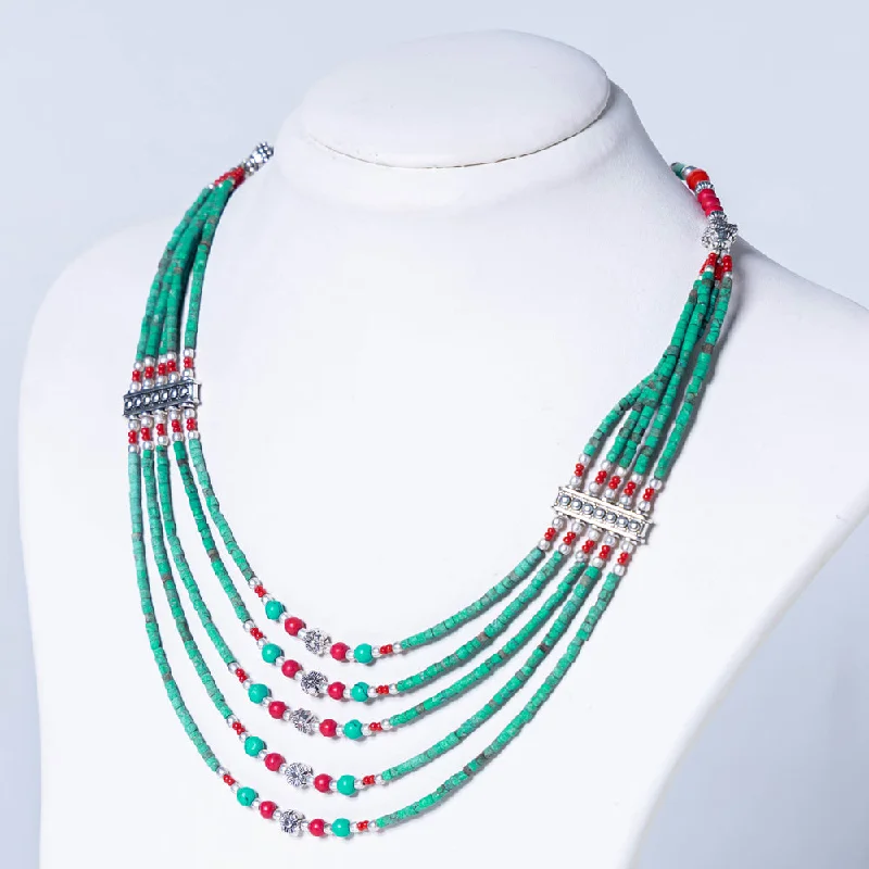 Ethnic Tribal Tibetan Beadwork Necklace from Himalayas