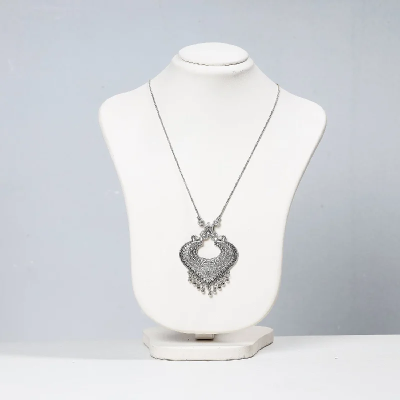 Antique Silver Finish Oxidised Brass Base Necklace