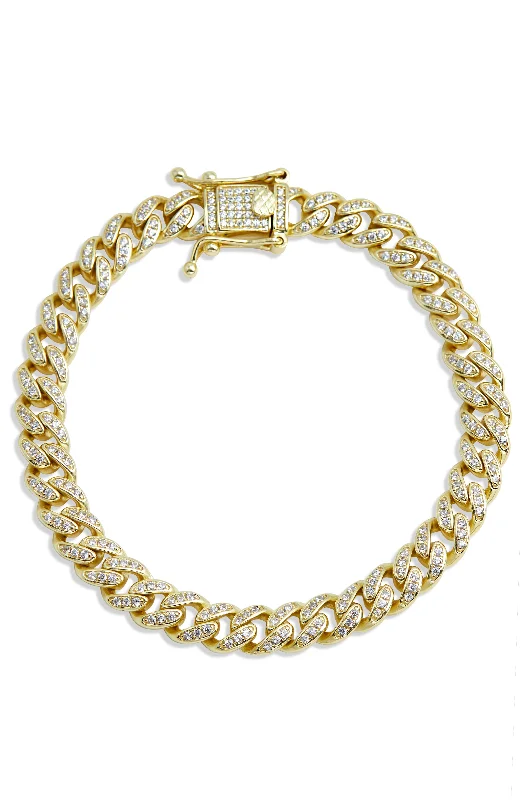 Affordable Glamour – Premium Jewelry For Less 7.5" 18K Gold Pl. Cuban Link CZ Br.