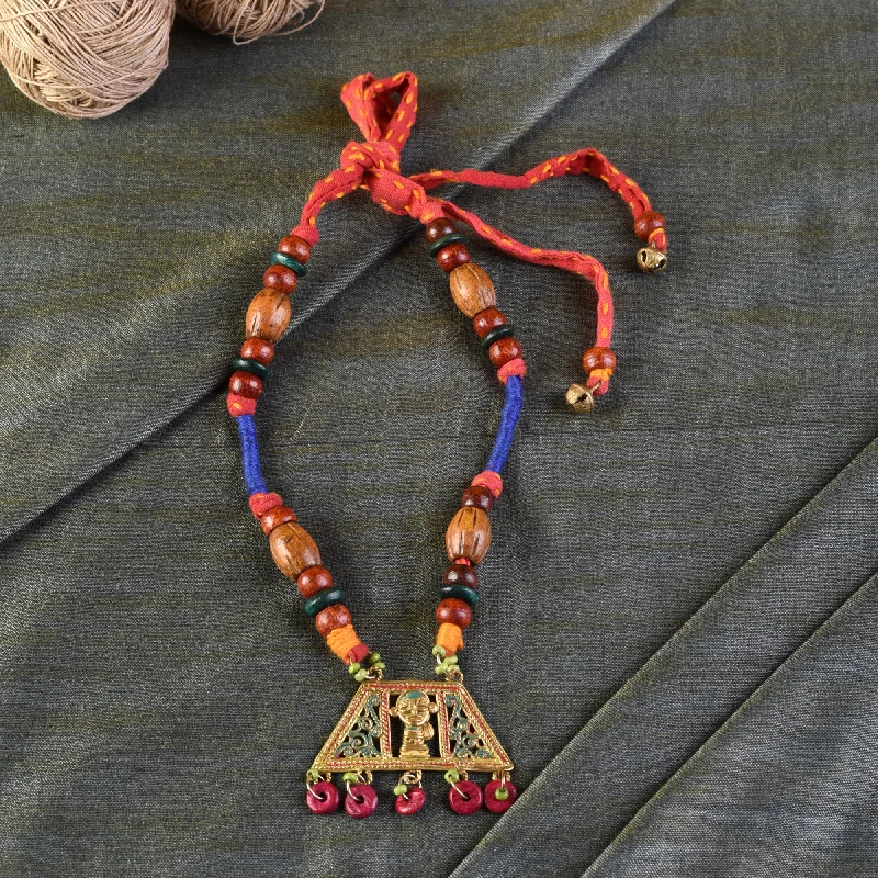 Handcrafted Beauty At Affordable Prices The Empress House Handcrafted Tribal Dokra Necklace in Prussian Blue