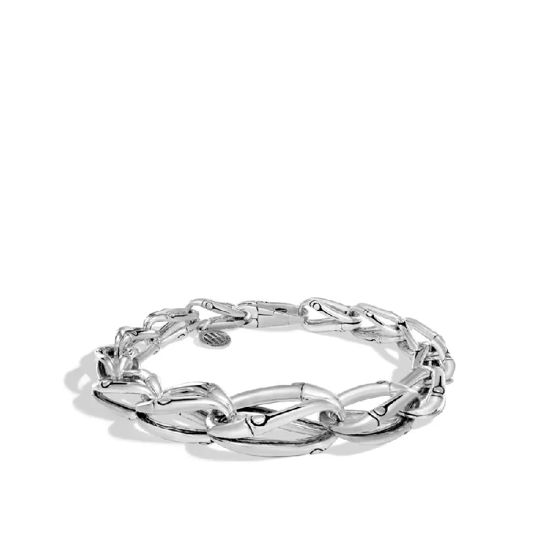 Jewelry Sale Alert – Shop Timeless Elegance Today Bamboo 17MM Graduated Link Bracelet in Silver