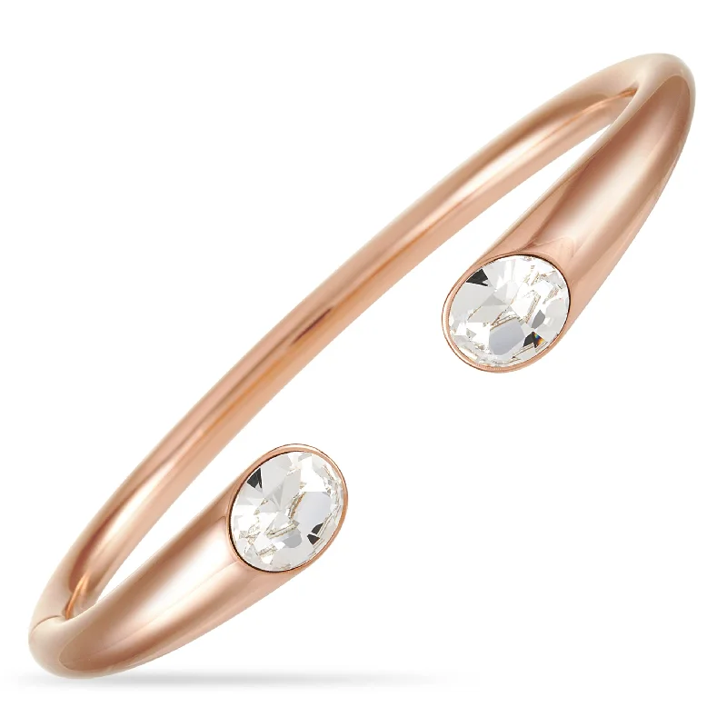 The Jewelry Sale You've Been Waiting For Is Here Calvin Klein Brilliant Rose Gold PVD-Plated Stainless Steel White Crystal Open Bangle Bracelet