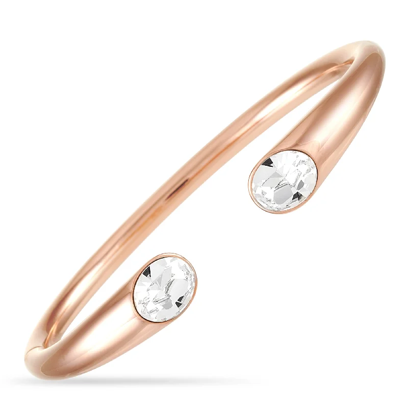 Shop Dazzling Rings, Earrings, And More At Special Discounts Calvin Klein Brilliant Rose Gold PVD-Plated Stainless Steel White Crystal Open Bangle Bracelet