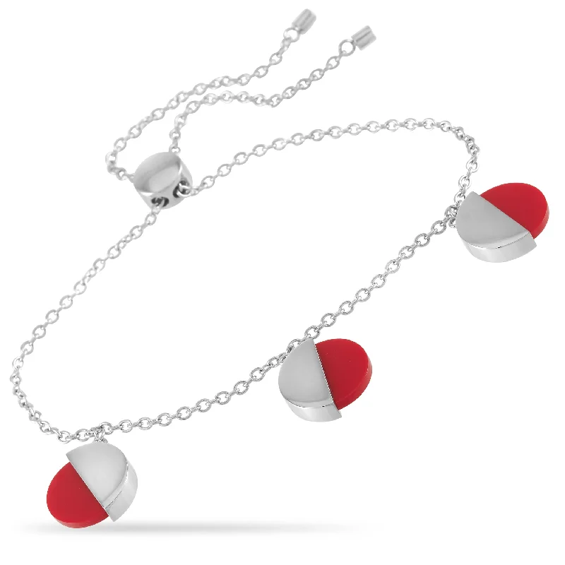 Trendy And Classic Jewelry Now At Reduced Prices Calvin Klein Spicy Stainless Steel Red Coral Bracelet