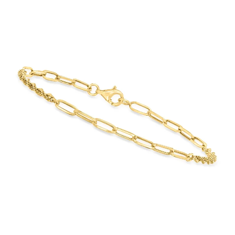 Stunning Jewelry Pieces At The Lowest Prices Ever Canaria 3mm 10kt Yellow Gold Alternating Paper Clip Link and Rope Chain Bracelet Stunning Jewelry Pieces At The Lowest Prices Ever Canaria 3mm 10kt Yellow Gold Alternating Paper Clip Link and Rope Chain Bracelet