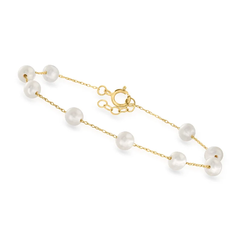 Shop Fine Jewelry With Amazing Deals Canaria 4-5mm Cultured Pearl Station Bracelet in 10kt Yellow Gold Shop Fine Jewelry With Amazing Deals Canaria 4-5mm Cultured Pearl Station Bracelet in 10kt Yellow Gold