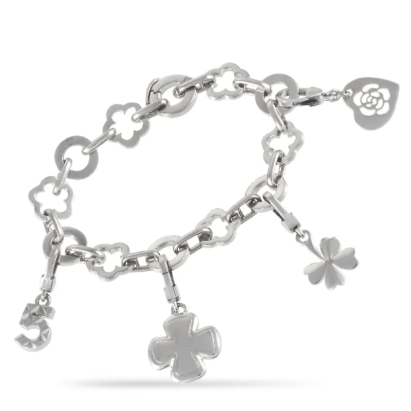 Personalized Jewelry Sale – Unique Pieces At Great Prices Chanel Camelia 18K White Gold Four Charm Bracelet Personalized Jewelry Sale – Unique Pieces At Great Prices Chanel Camelia 18K White Gold Four Charm Bracelet