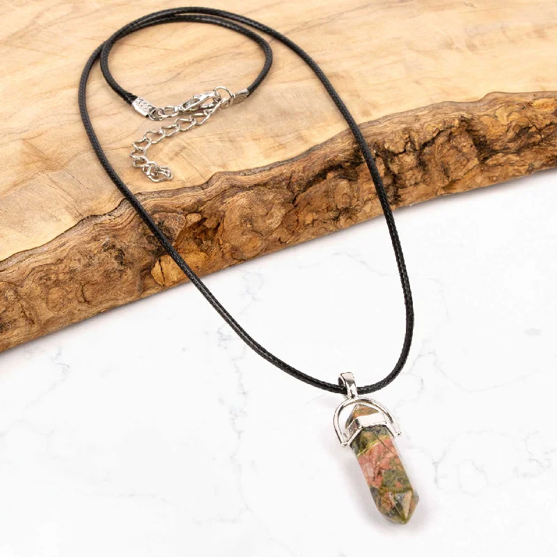 Crystal Pendant Necklace - Unakite Stone