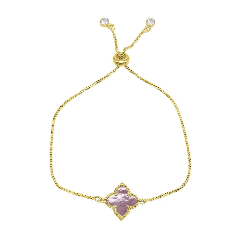 Special Sale On Handcrafted Jewelry – Shop Today Adornia Four Point Flower Bolo Bracelet Pink Mother of Pearl gold Special Sale On Handcrafted Jewelry – Shop Today Adornia Four Point Flower Bolo Bracelet Pink Mother of Pearl gold