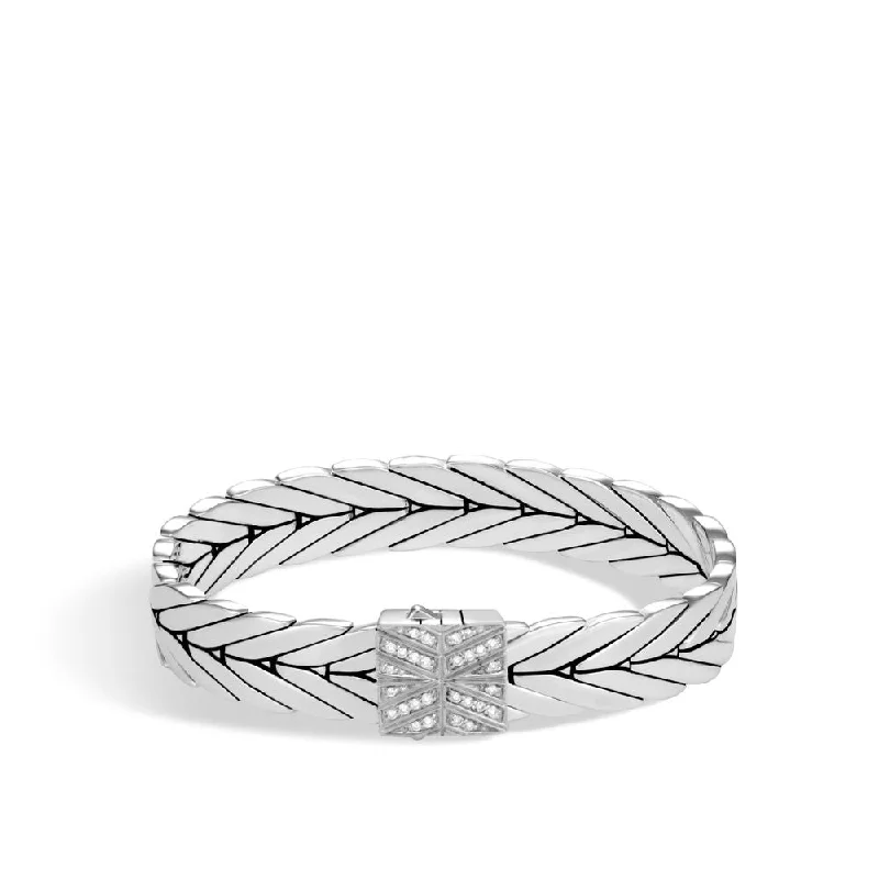 Celebrate With Sparkle – Jewelry Sale Now Live Modern Chain 11MM Bracelet in Silver with Diamonds