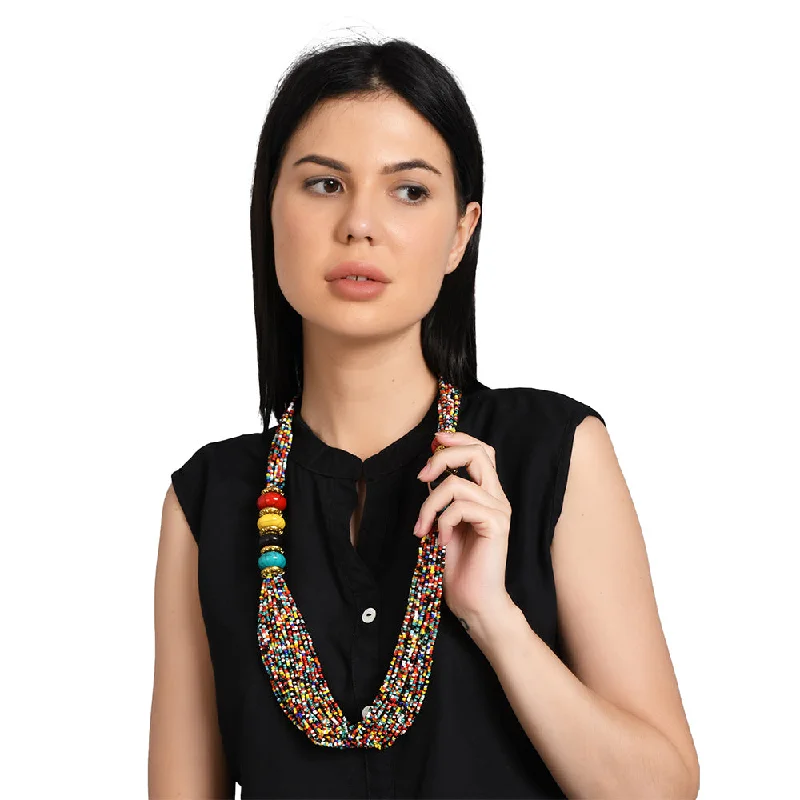 Handcrafted Multicolour Beads Necklace by Bamboo Tree Jewels