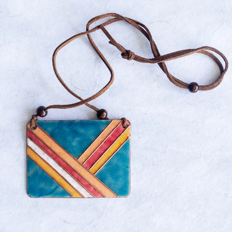 Flash Deals On Fine Jewelry – Shop Before It's Gone Retro Style Copper Enamel Pendent Necklace with Faux Leather String and Wooden Beads by Ekibeki Flash Deals On Fine Jewelry – Shop Before It's Gone Retro Style Copper Enamel Pendent Necklace with Faux Leather String and Wooden Beads by Ekibeki