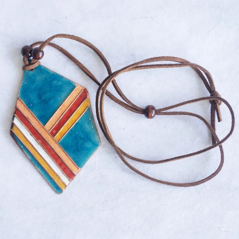 The Biggest Jewelry Sale Of The Year Is Here Retro Style Copper Enamel Pendent Necklace with Faux Leather String and Wooden Beads by Ekibeki The Biggest Jewelry Sale Of The Year Is Here Retro Style Copper Enamel Pendent Necklace with Faux Leather String and Wooden Beads by Ekibeki