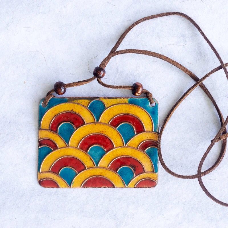 Get Ready To Sparkle – Special Jewelry Discounts Retro Style Copper Enamel Pendent Necklace with Faux Leather String and Wooden Beads by Ekibeki Get Ready To Sparkle – Special Jewelry Discounts Retro Style Copper Enamel Pendent Necklace with Faux Leather String and Wooden Beads by Ekibeki