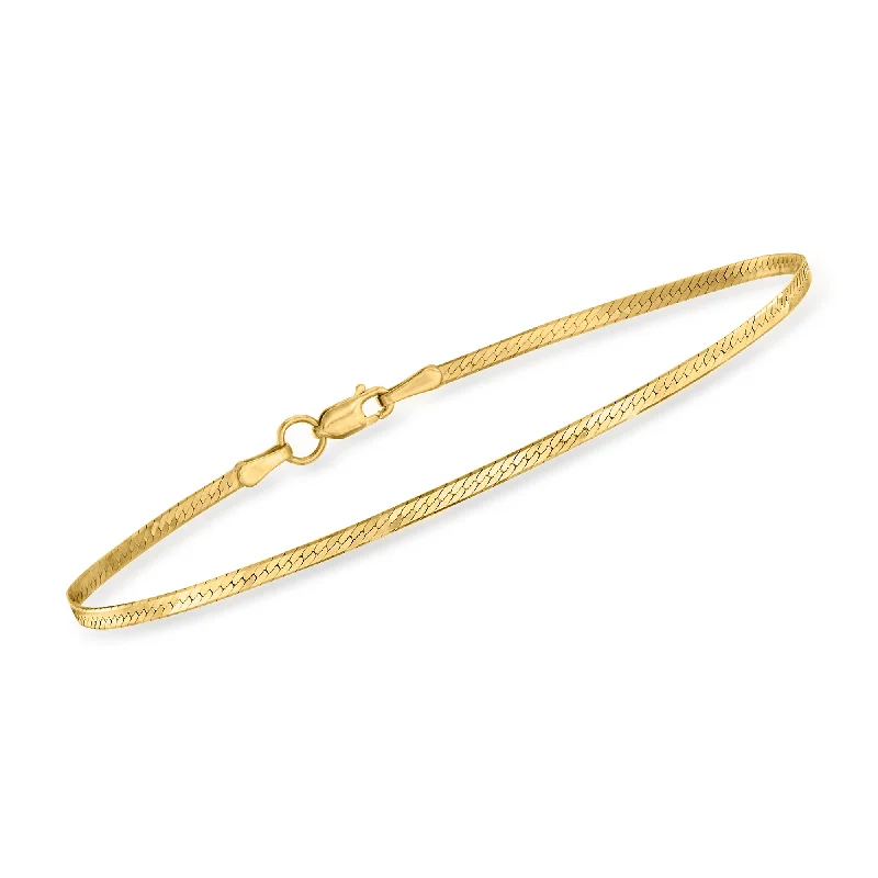 Personalized Jewelry At Special Discount Rates Ross-Simons 1.5mm 14kt Yellow Gold Herringbone Bracelet