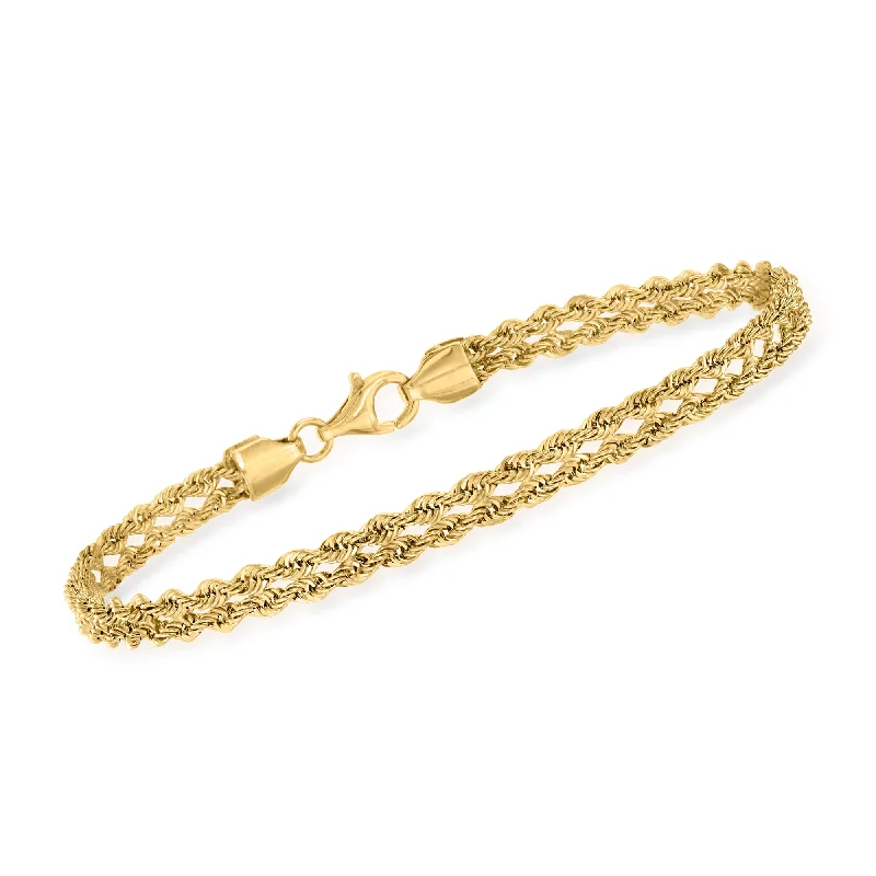 Seasonal Jewelry Deals – Elevate Your Style Ross-Simons 14kt Yellow Gold Double Rope Chain Bracelet