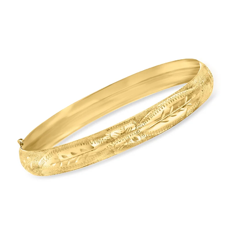 Gorgeous Jewelry, Limited-Time Savings Ross-Simons 14kt Yellow Gold Floral Etched Bangle Bracelet Gorgeous Jewelry, Limited-Time Savings Ross-Simons 14kt Yellow Gold Floral Etched Bangle Bracelet