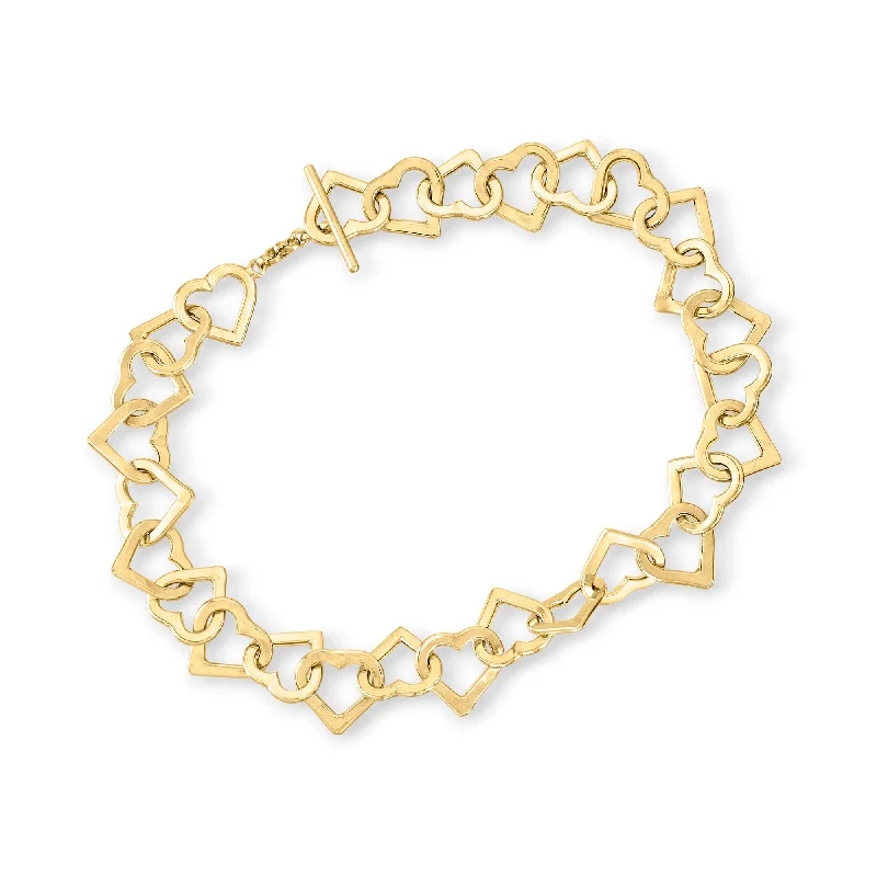 Fine Jewelry, Limited-Time Offers Available Ross-Simons 14kt Yellow Gold Heart-Link Bracelet Fine Jewelry, Limited-Time Offers Available Ross-Simons 14kt Yellow Gold Heart-Link Bracelet