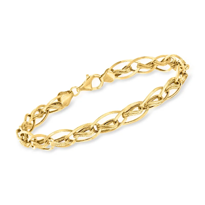 Shop Elegant Jewelry At Unbeatable Prices Ross-Simons 14kt Yellow Gold Oval and Double-Twist Link Bracelet Shop Elegant Jewelry At Unbeatable Prices Ross-Simons 14kt Yellow Gold Oval and Double-Twist Link Bracelet