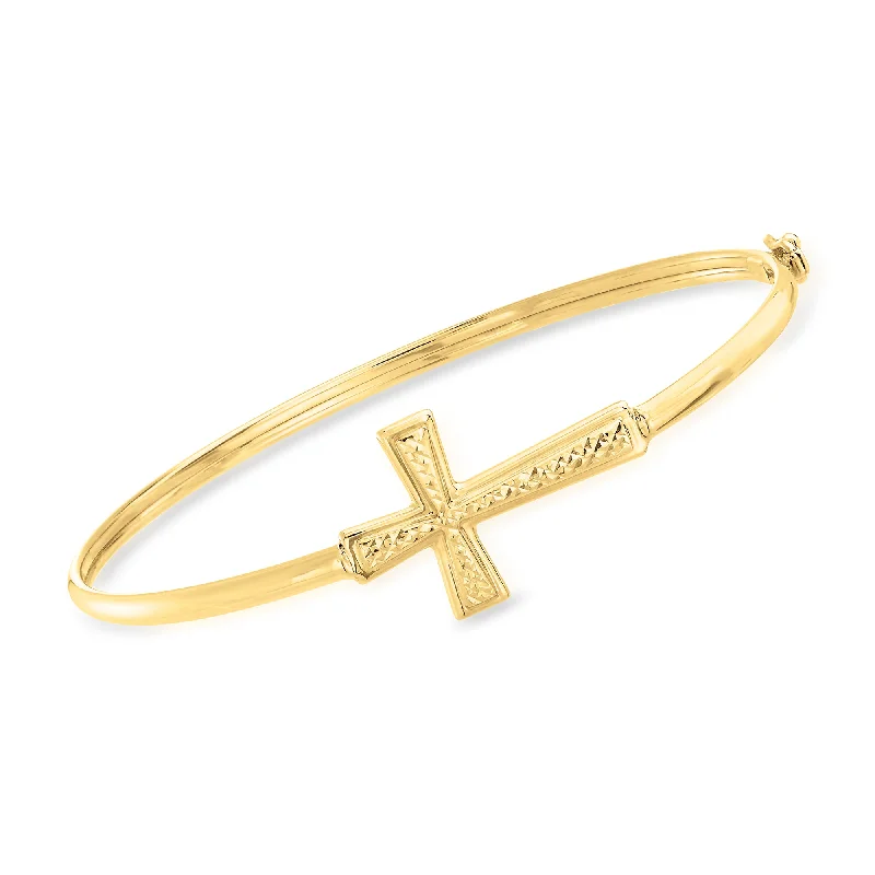 Exclusive Jewelry Offers – Shine For Less Ross-Simons 14kt Yellow Gold Sideways Cross Bangle Bracelet