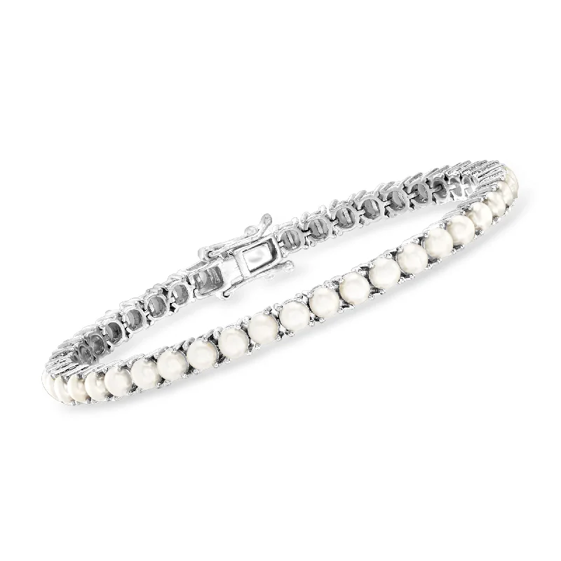Affordable Elegance – Premium Jewelry At Special Prices Ross-Simons 4mm Cultured Pearl Tennis Bracelet in Sterling Silver Affordable Elegance – Premium Jewelry At Special Prices Ross-Simons 4mm Cultured Pearl Tennis Bracelet in Sterling Silver