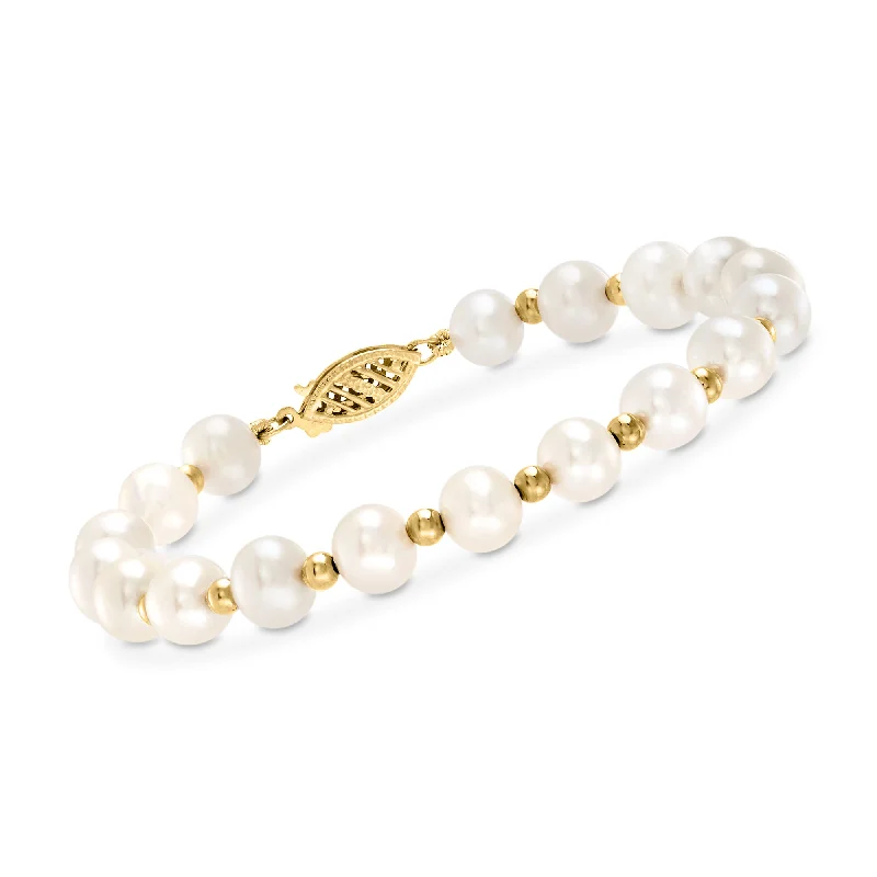 Limited-Time Offer On Elegant Jewelry Pieces Ross-Simons 6-7mm Cultured Pearl Bracelet With 14kt Yellow Gold Limited-Time Offer On Elegant Jewelry Pieces Ross-Simons 6-7mm Cultured Pearl Bracelet With 14kt Yellow Gold