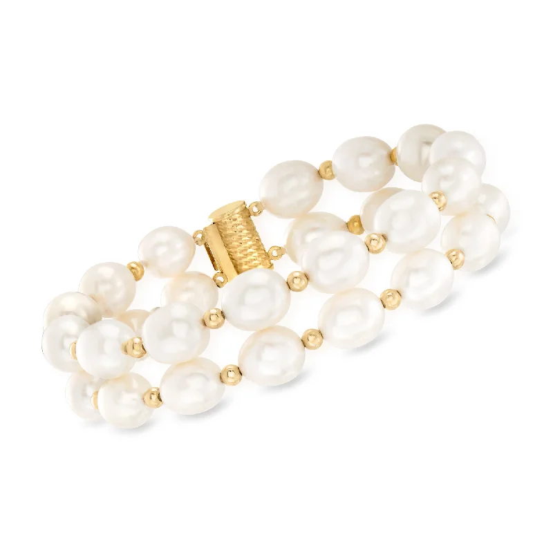 Luxury Jewelry Sale – Elegant Styles At Unbeatable Prices Ross-Simons 8-9mm Cultured Pearl 2-Row Bracelet in 14kt Yellow Gold