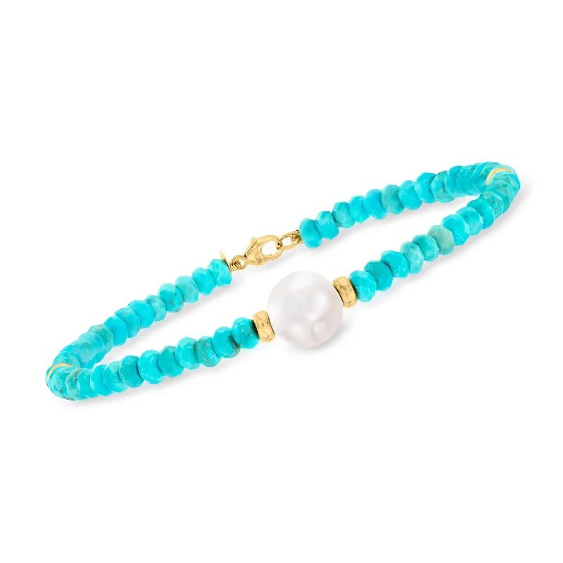 Dazzle With Discounts – Shop Jewelry On Sale Ross-Simons 9-10mm Cultured Pearl and Turquoise Bead Bracelet in 14kt Yellow Gold Dazzle With Discounts – Shop Jewelry On Sale Ross-Simons 9-10mm Cultured Pearl and Turquoise Bead Bracelet in 14kt Yellow Gold