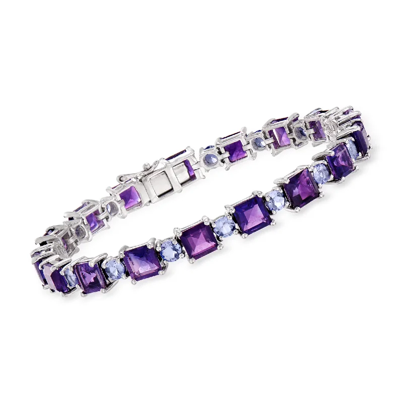 Modern Statement Jewelry For Bold Styling Ross-Simons Amethyst and Tanzanite Bracelet in Sterling Silver Modern Statement Jewelry For Bold Styling Ross-Simons Amethyst and Tanzanite Bracelet in Sterling Silver