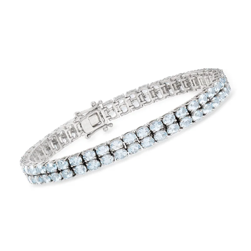 Personalized Engraved Jewelry For Meaningful Gifts Ross-Simons 13.00- Aquamarine 2-Row Tennis Bracelet in Sterling Silver Personalized Engraved Jewelry For Meaningful Gifts Ross-Simons 13.00- Aquamarine 2-Row Tennis Bracelet in Sterling Silver