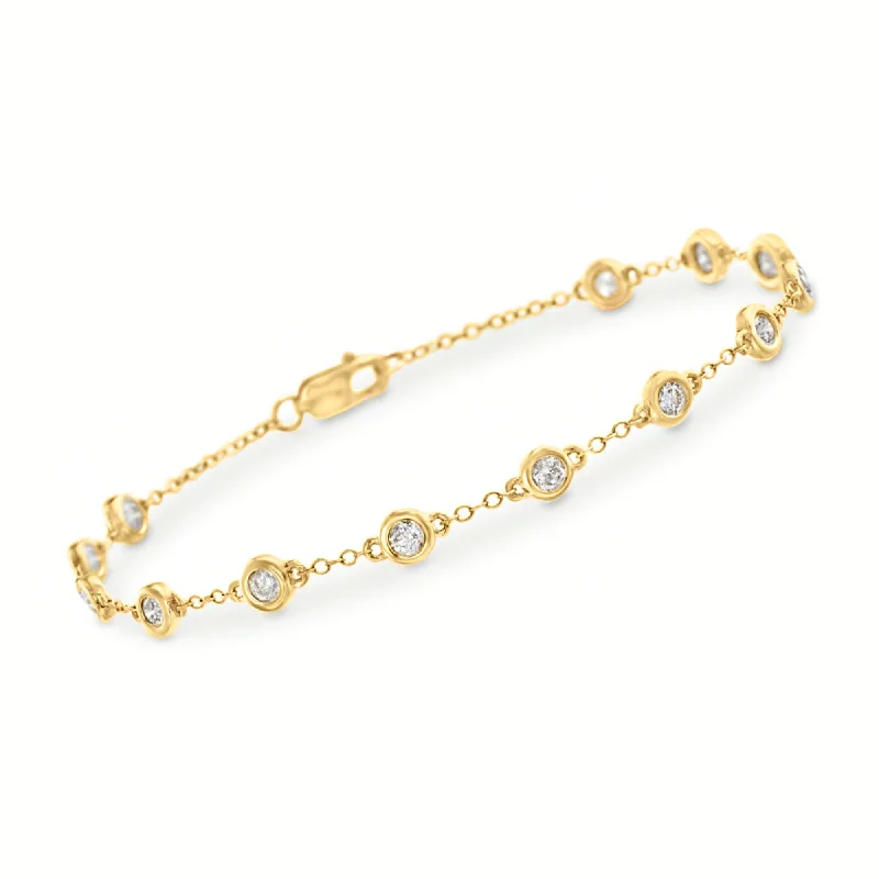 Shop Trending Jewelry With Exclusive Savings Ross-Simons Diamond Station Bracelet in 14kt Yellow Gold