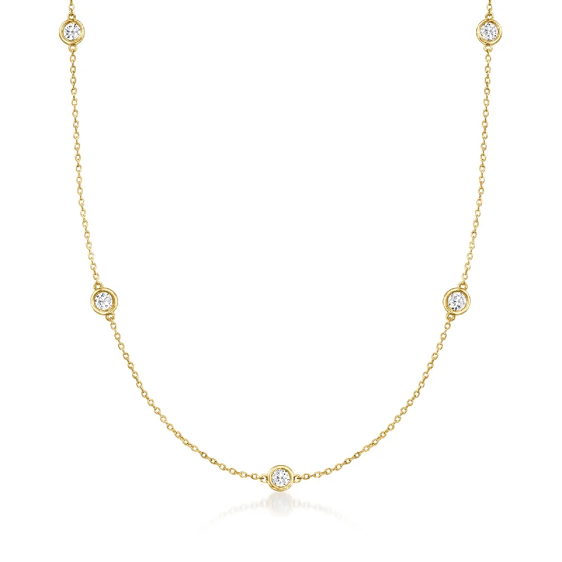 Best Jewelry Sale Prices – Limited-Time Offer Ross-Simons Bezel-Set Diamond Station Necklace in 14kt Yellow Gold Best Jewelry Sale Prices – Limited-Time Offer Ross-Simons Bezel-Set Diamond Station Necklace in 14kt Yellow Gold